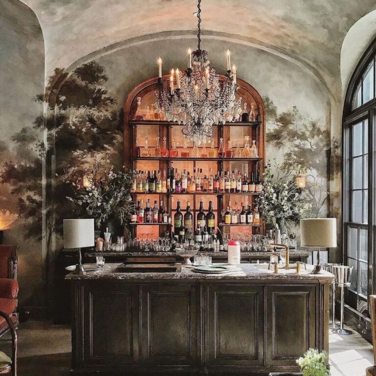 Nyc romantic restaurant showing a covered loggia with skylight